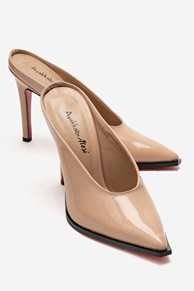Ayakkabı Ateşi Women's Nude Patent Leather Special Design Thin Heeled Slipper...