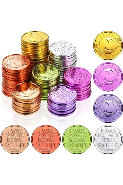 Generic عملات ملونة من إكس سبرينغ، 100 قطعة من رموز سلوك الأطفال