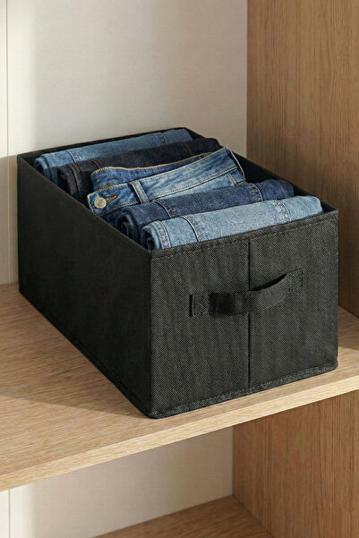 PH Prendi Home Siyah 4'lü Tela Dolap İçi Düzenleyici Kutu Organizer 45x25x20 cm Kazak Havlu Saklama Hurcu