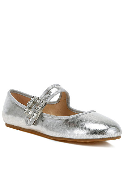 london Rag Women Brooch Mary Jane Sandals in Silver