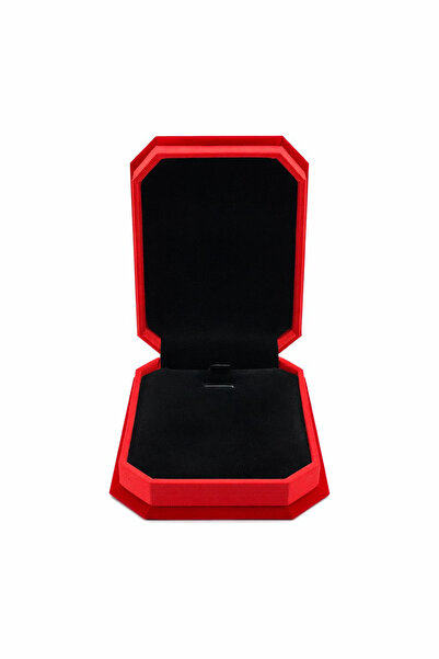 OEM Cutie octogonală din catifea roșie 7.5x10x3.5 cm cu interior negru, pentr...