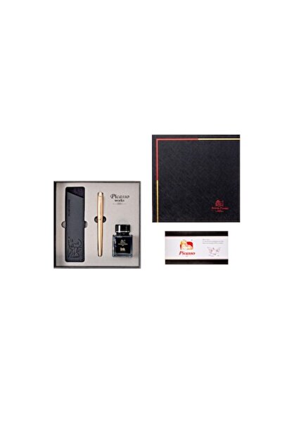 Picasso Fountain Pen and Ink Set with Case, Gold Color, Model 9666AU