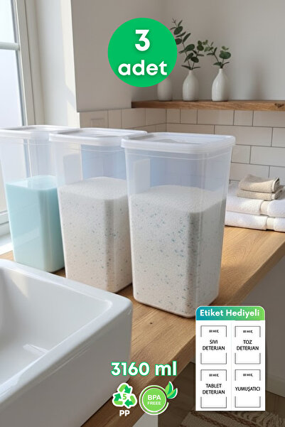 grimorlife 3 Pcs Slider Lid Storage Liquid Powder Detergent Food Storage Box-...