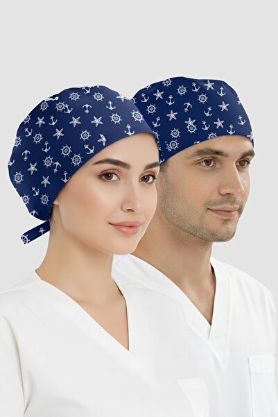 ÇİZGİ MEDİKAL Çapa Desenli Bone (Cotton Likra Kumaş)