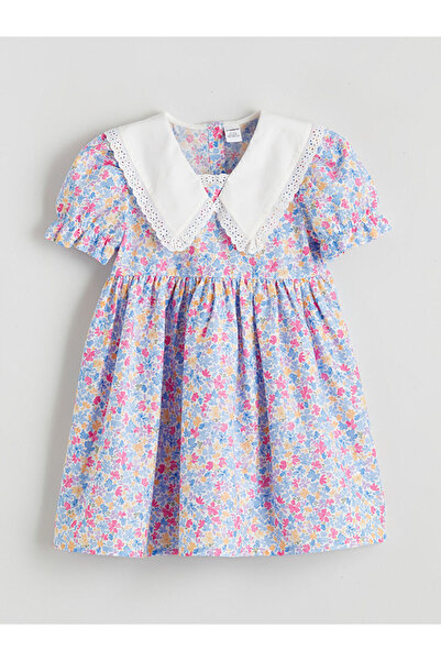 LC Waikiki Rochie pentru fetiță LCW Kids Ecru cu imprimeu cu aspect de in