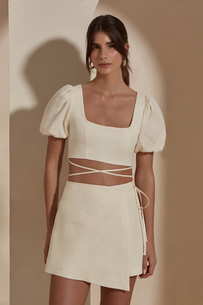 Dahlia Bianca Isolde Keten Bluz