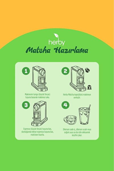 Herby Premium Matcha Kapsül - Nespresso Uyumlu, Mango Aromalı, 10'lu Paket