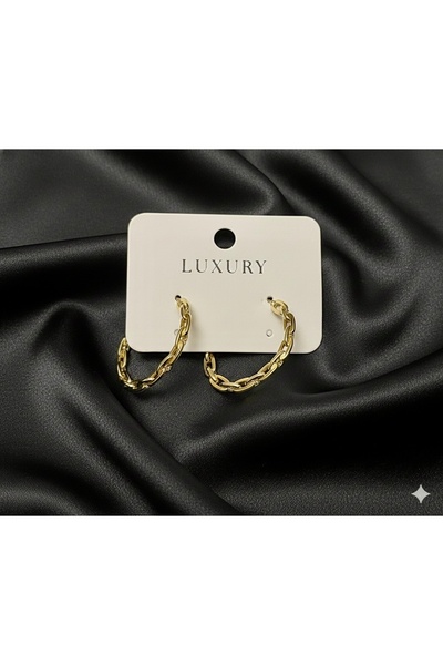 Çağla Accessories أقراط دائرية بسلسلة مزينة بحجر الزركون المقاوم للتلاشي