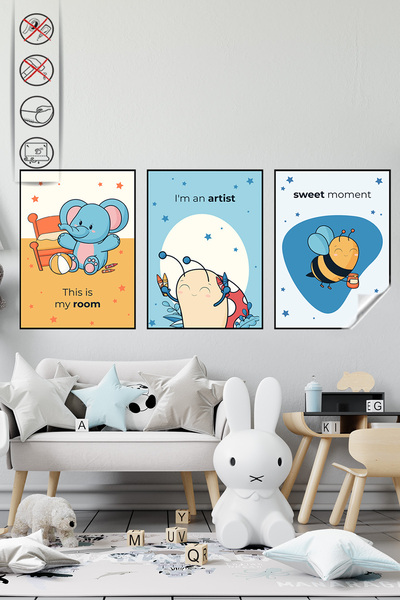 Akıllı Kağıt Statik Tutunma Özellikli Tablo - Poster Çocuk Odası (Model-18)