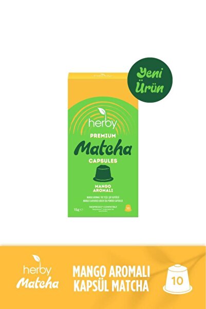 Herby Premium Matcha Kapsül - Nespresso Uyumlu, Mango Aromalı, 10'lu Paket