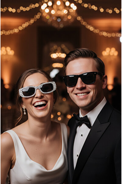 Happyline 2 Pcs after Party Glasses Wedding Party Glasses Rhinestone Bride Gl...