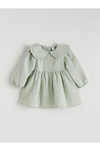 LC Waikiki LCW baby Yeşil Bebe Yaka Kız Bebek Elbise