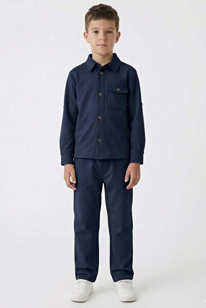 Perendi Момчешка плетена риза с яка и тесни крачоли