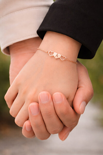 Soleildor 925 ayar Orijinal Gümüş Kişiye Özel Kalp Harfli Gümüş Bileklik