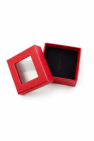 OEM Red cardboard box with window 4.5x4.5x2 cm, black interior, for martisor ...