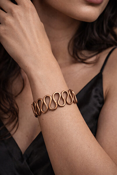Otto Man Steel Jewelry Kadın Bakır Bileklik Dalga Model Ayarlanabilir Saf Met...