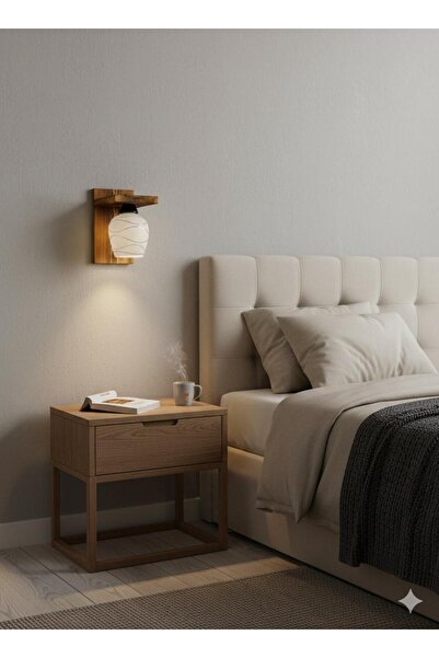 BİAVİZE White Patterned Glass Burning Wood Wall Sconce