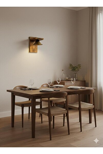 BİAVİZE Gold Japanese Hat Burning Wood Wall Sconce