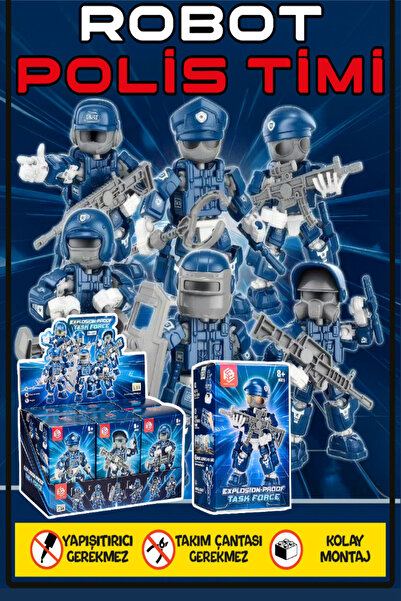 Pofika Robot Polıs Tımı Lego Altı Farklı Süprıze Polıs 1 Adet Egitici Oyuncak