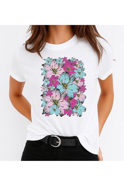 OEM Tricou de damă din bumbac 100% mai multe flori 2