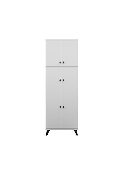 Dienni Simple Çok Amaçlı Dolap 5 Raflı 6 Kapaklı 60x44x175 BEYAZ