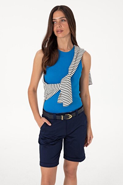 U.S. Polo Assn. Women's Cobalt Blue Crew Neck Sleeveless T-Shirt -Vr077