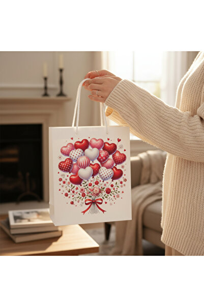 Armada White Twist Handle Paper Gift Bag – Heart Balloon Bouquet Valentine's ...