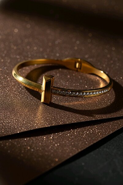 stainless steell سوار أنيق من الفولاذ مرصع بالأحجار