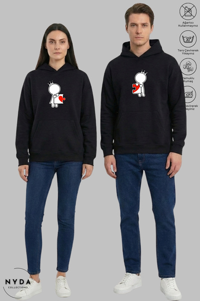 Nyda Collections مجموعة هوديي بغطاء رأس مبطن بالصوف قصة فضفاضة من القطن من مج...