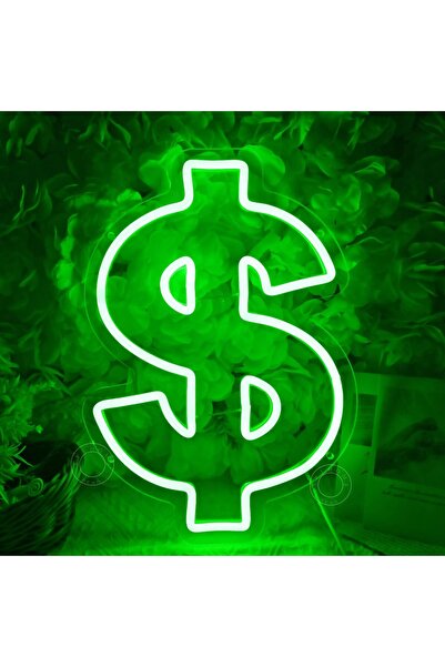 Slasa Dollar LED Neon Sign – 35x25 cm Green Wall Light for Home, Office & Shop