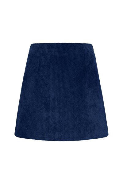 LACENOA Corduroy Mini Skirt Navy Blue