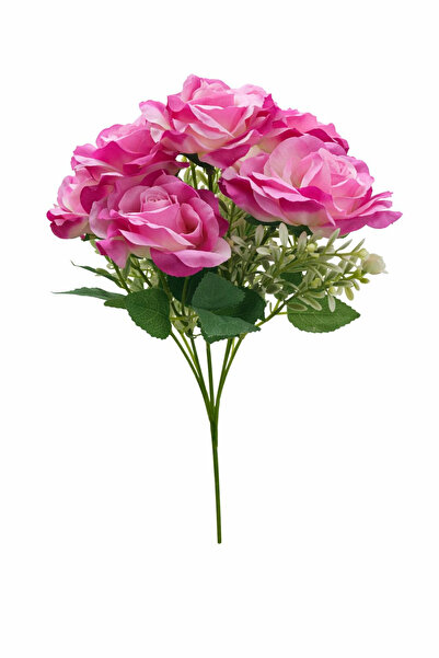 OEM Bouquet of 7 artificial cream roses with lilac, leaves and decorative bud...