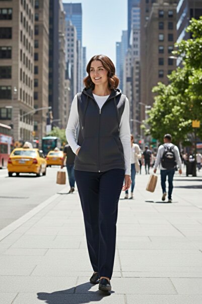 Miss Dünya Lissa Women's Zero Sleeve Hooded Cardigan and Long Sleeve T-Shirt Set