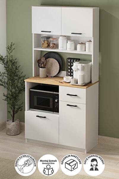 Bofigo 4 Kapaklı Dolap Çekmeceli Çok Amaçlı Dolap Mutfak Dolabı Kahve Köşesi ...