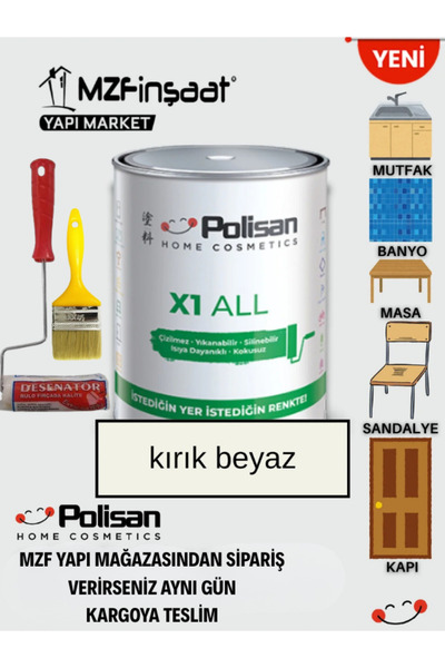 Polisan X1 All Yeni Nesil Dönüşüm Boyası 0.75 lt + 10 cm Mini Rulo + Kestirme...