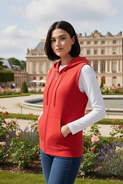 Miss Dünya Lissa Women's Zero Sleeve Hooded Cardigan and Long Sleeve T-Shirt Set