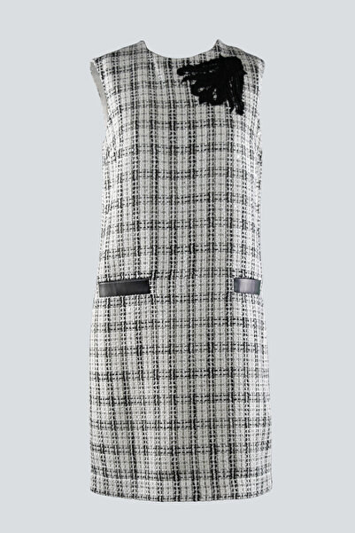 IDYL Plaid Leather Detail Dress