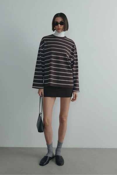 Suud Collection Brown Lizzy Striped T-Shirt