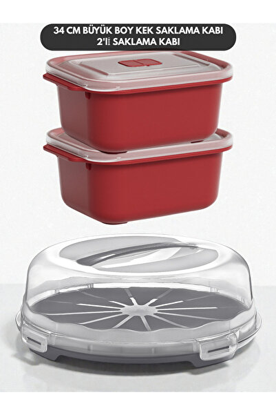 PONÇİK STORE Cake Pastry Storage Container, Lockable Glass Transport Box 34cm...