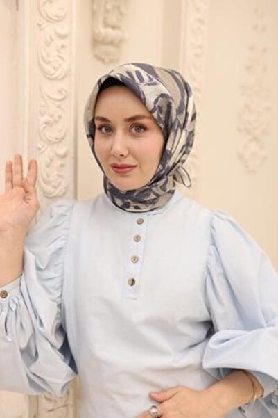 Silk Home Tivil İpek Eşarp IST 11462 - 08 Mavi Geometrik Desen