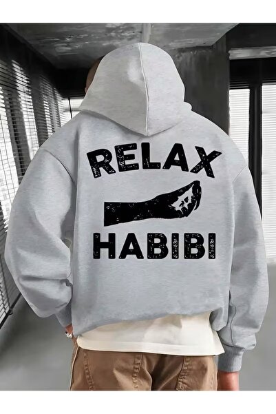 Massgai Unisex Relax Habibi Printed Hooded Oversized Sweatshirt Hoodie