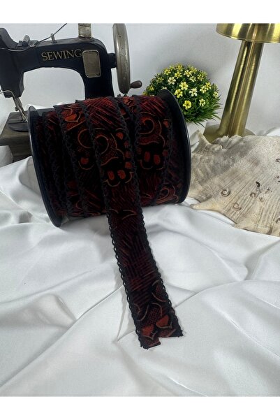 jasmina store Yanı işlemeli etnik desenli kadife dokulu şerit aksesuar