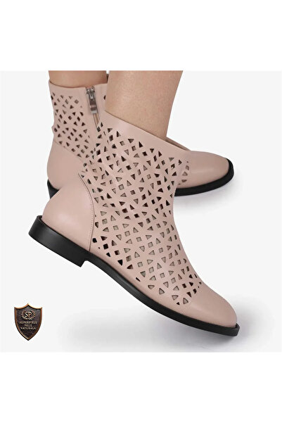 ANGEL BLUE Pink Perforated Summer Women's Booties