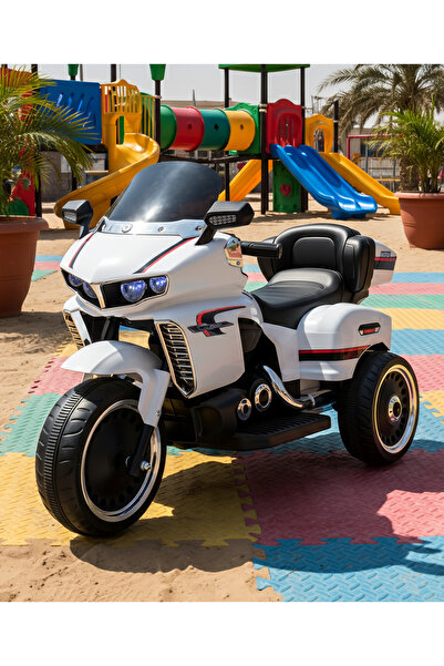 Fab N Funky دراجة نارية أنيقة قابلة لإعادة الشحن تعمل بالبطارية - أبيض