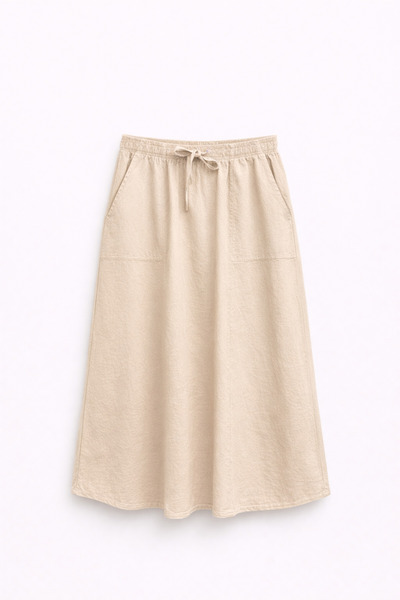 Mixray 4633 Women's Side Pocketed Segmented Skirt Stone