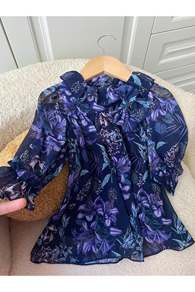 İNCİLA GY İncila Kız Bebek Şifon Çiçek Desenli Elbise