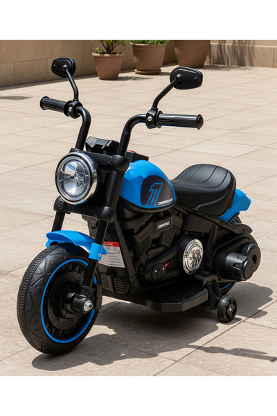 Fab N Funky Kids Electric Ride On Motorcycle, Trainer Wheels, 3 Years+, 76 x ...