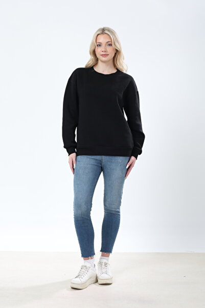 DAİSİES Women's Crew Neck Three Thread Sh Fleece-Lined Sweatshirt with Fleece...