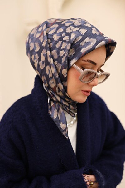 Silk Home Eșarfă de mătase Tivil IST 11451 - 48 Bleumarin cu model leopard