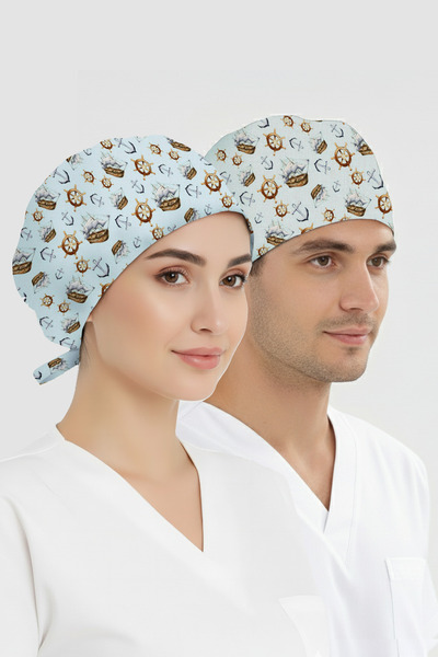 ÇİZGİ MEDİKAL Yelken Dümeni Desenli Bone (Cotton Likra Kumaş)
